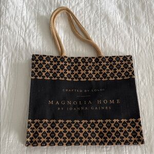 Magnolia Black and Tan Patterned Jute Tote